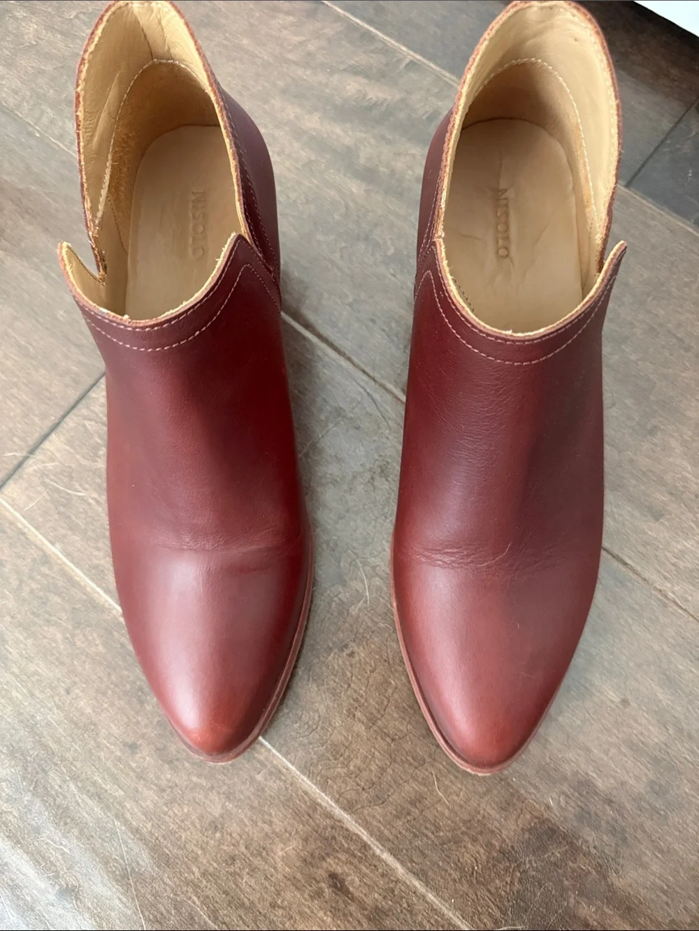 Nisolo Leather Slip-On Ankle Shoes in Burgundy